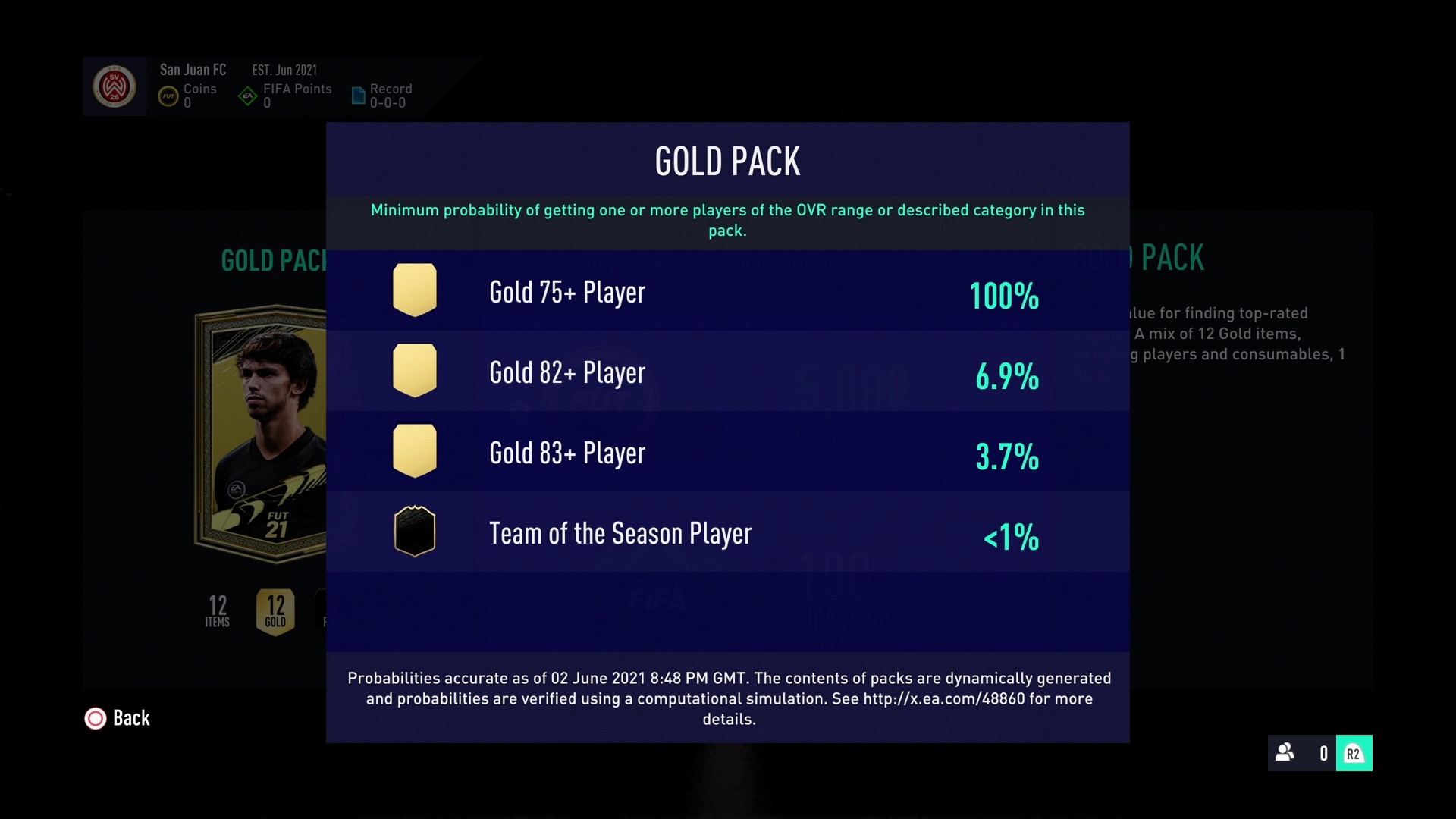 Item Probabilities in FIFA