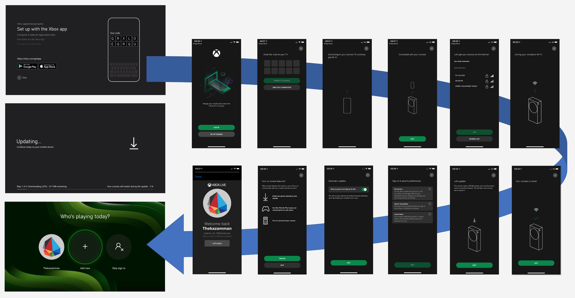 Use Xbox app to update the system ready for user and account settings